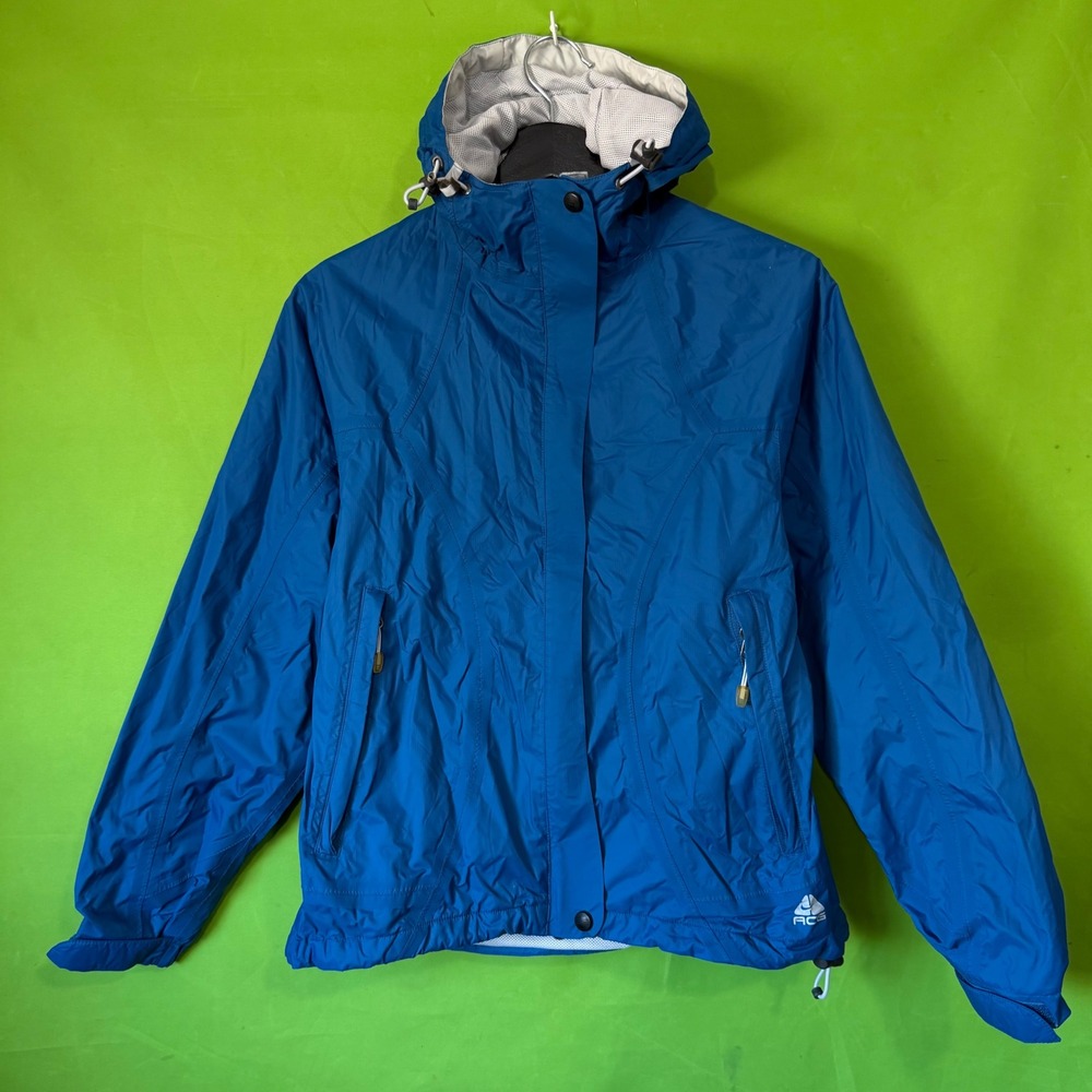 Nike ACG Fit Storm Hooded Windbreaker Jacket Blue Womens Small Outdoor Layer